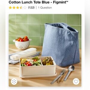 3pk Figmint Cotton Insulated Lunch Tote-Blue